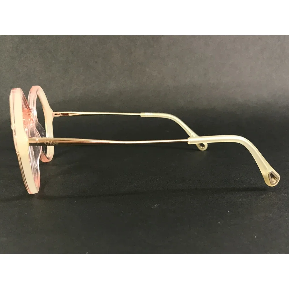 Chloe Eyeglasses Frames CH0062O 002 Transparent Nude Pink Gold Round 52-18-140